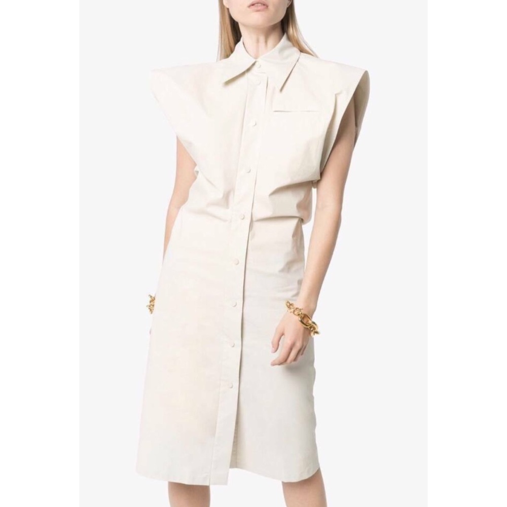 BOTTEGA VENETA SQUARE SHOULDER SHIRT DRESS SZ IT 42